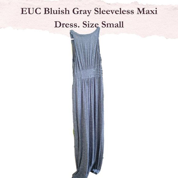 Final Price -EUC Bluish Gray Sleeveless Maxi Dress w/ Scoop Neck, Grecian Waist - Picture 3 of 5